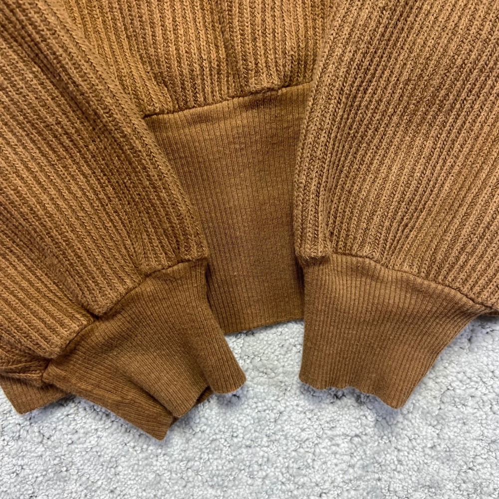 Vanessa Vintage Brown Ribbed Cotton Dolman Sleeve Cropped Sweater Womens Medium - Picture 7 of 14